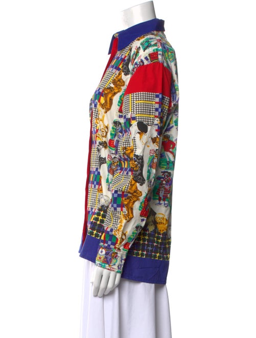 Versace Jeans Printed Long Sleeve Button-Up Top