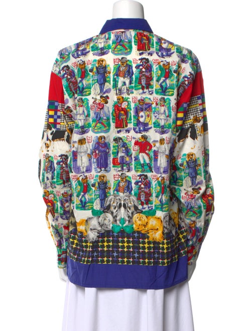 Versace Jeans Printed Long Sleeve Button-Up Top
