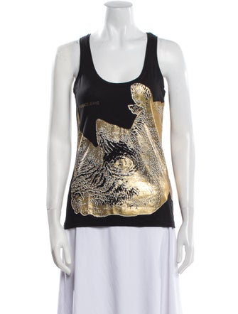 Versace Jeans Graphic Print Scoop Neck Top