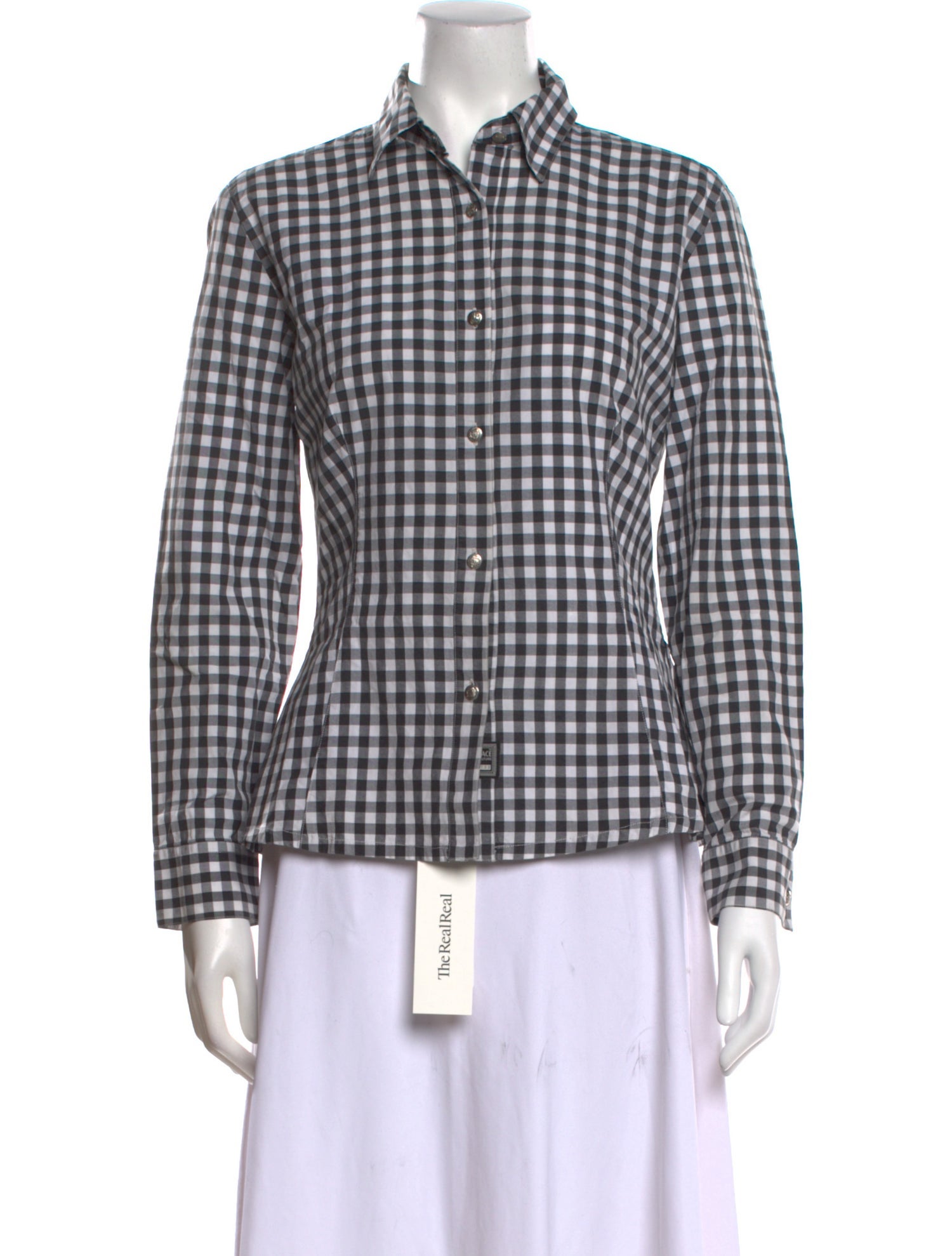 Versace Jeans Plaid Print Long Sleeve Button-Up Top