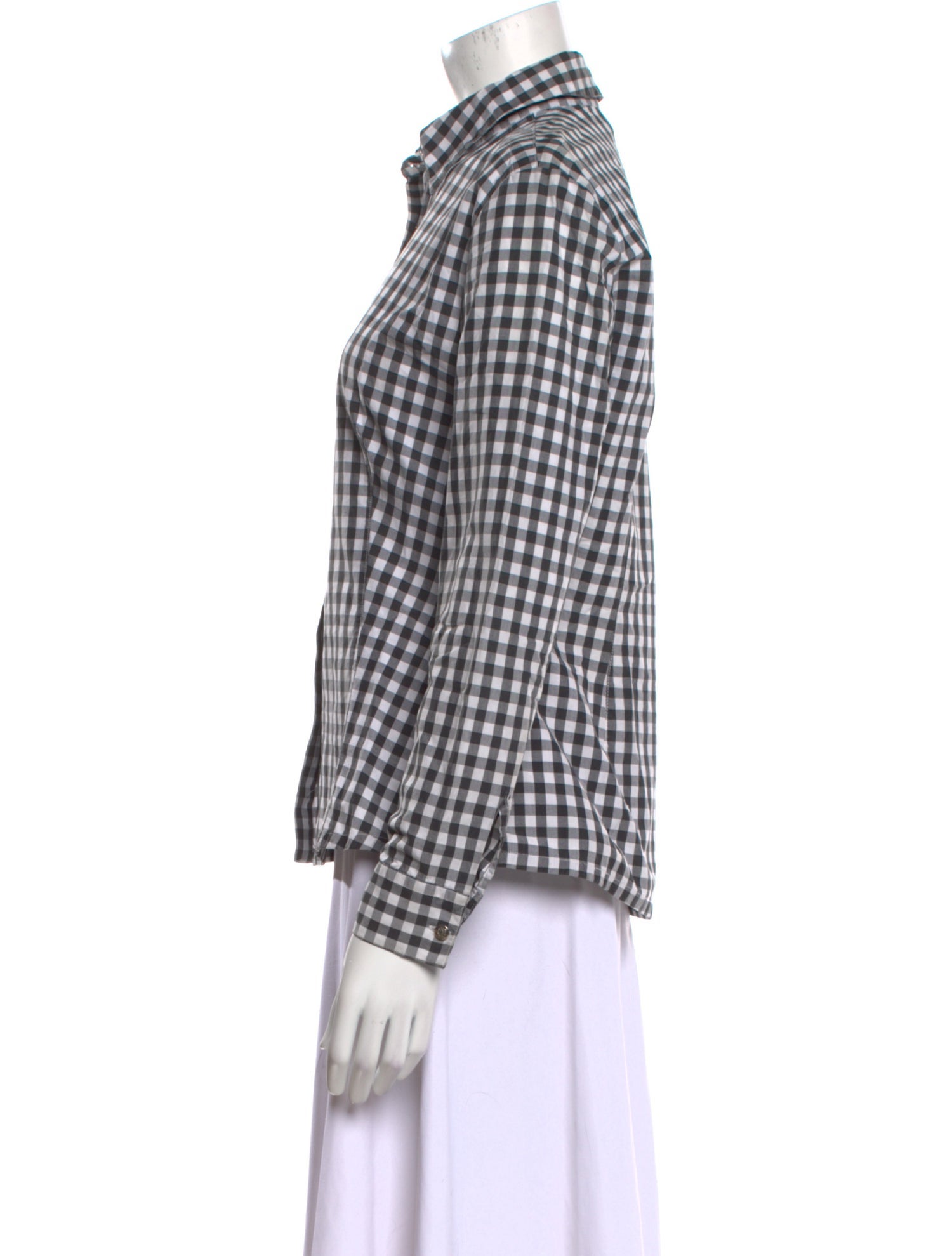 Versace Jeans Plaid Print Long Sleeve Button-Up Top