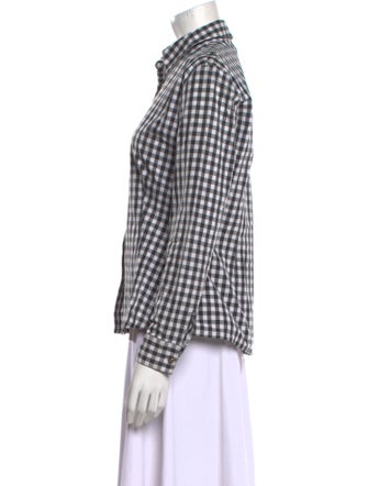 Versace Jeans Plaid Print Long Sleeve Button-Up Top