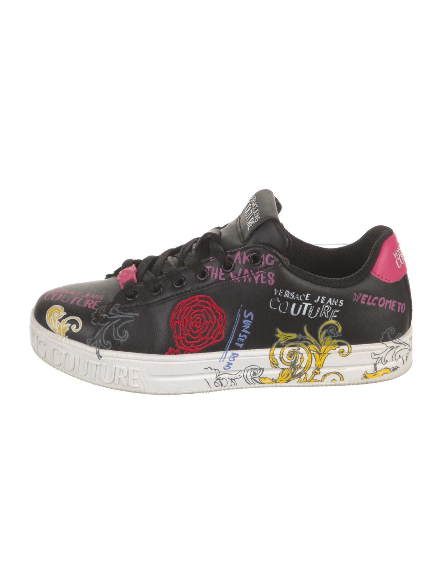 Versace Jeans Leather Printed Sneakers