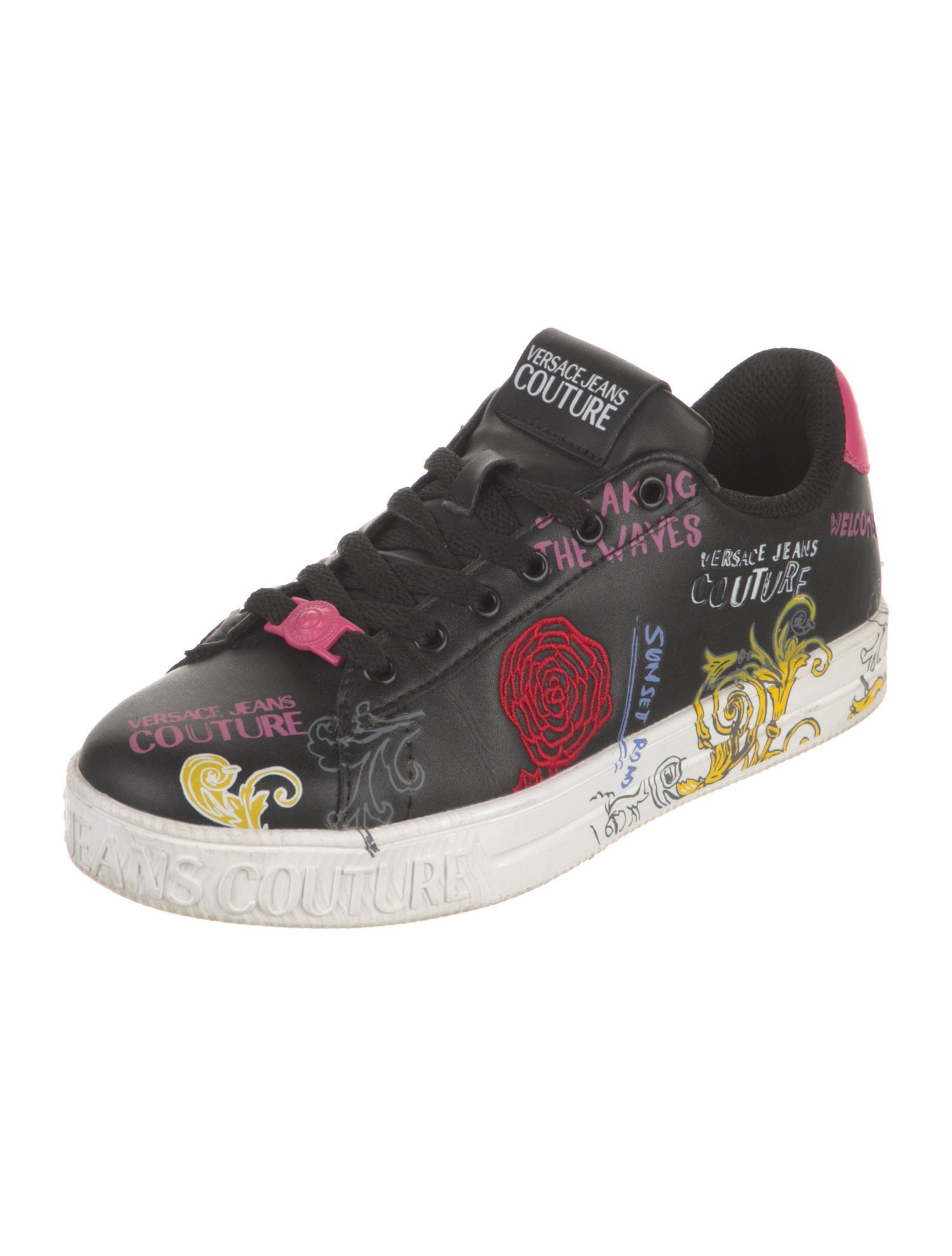 Versace Jeans Leather Printed Sneakers