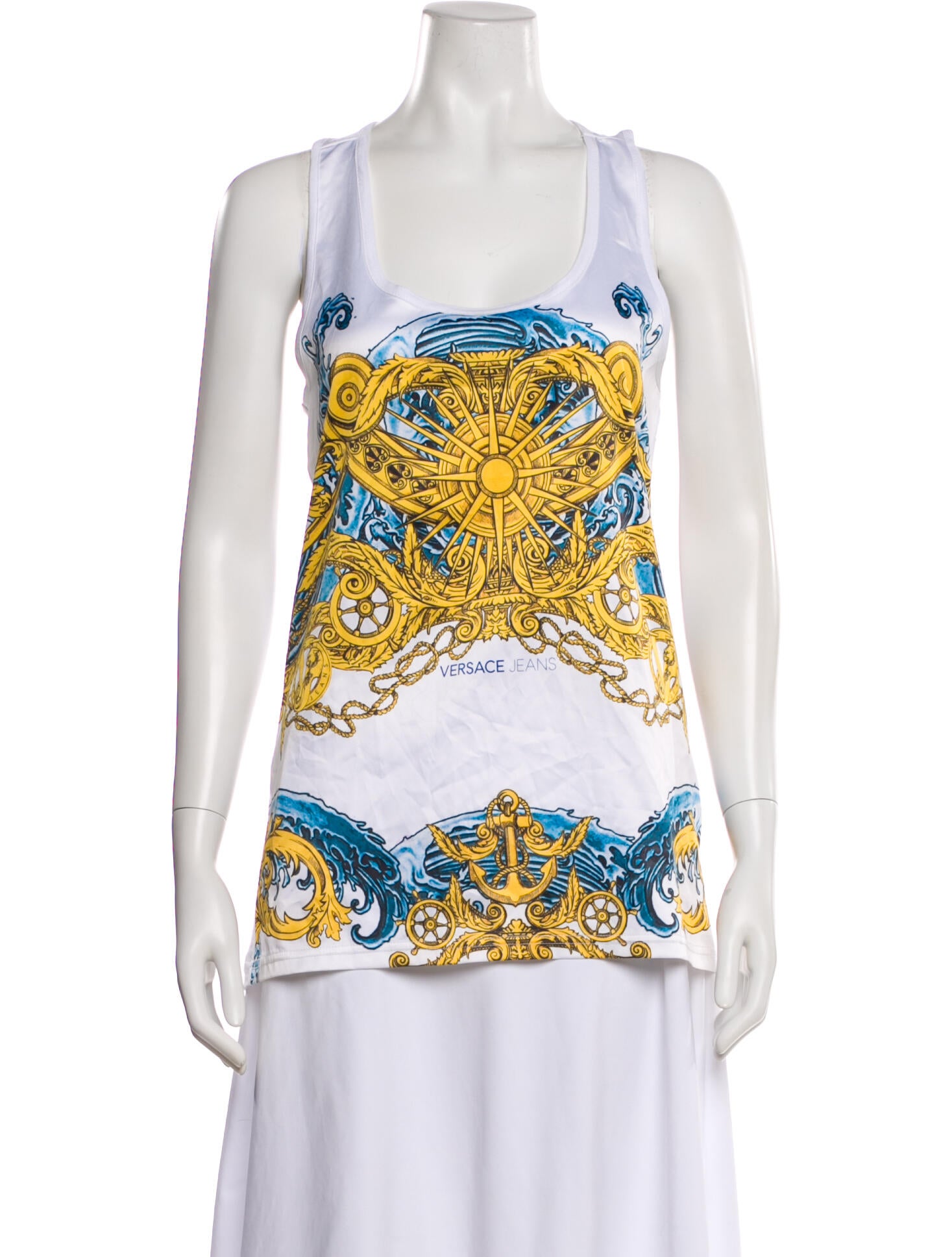 Versace Jeans Graphic Print Scoop Neck Top w/ Tags