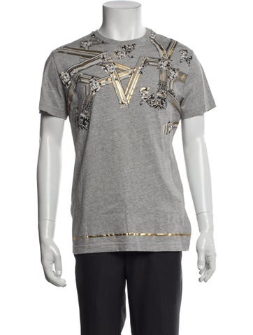 Pre-owned Versace Jeans Graphic Print Crew Neck T-shirt In Gray