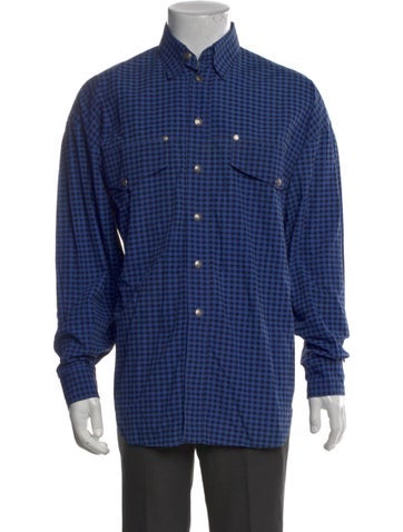 Pre-owned Versace Jeans Plaid Print Long Sleeve Shirt In Blue