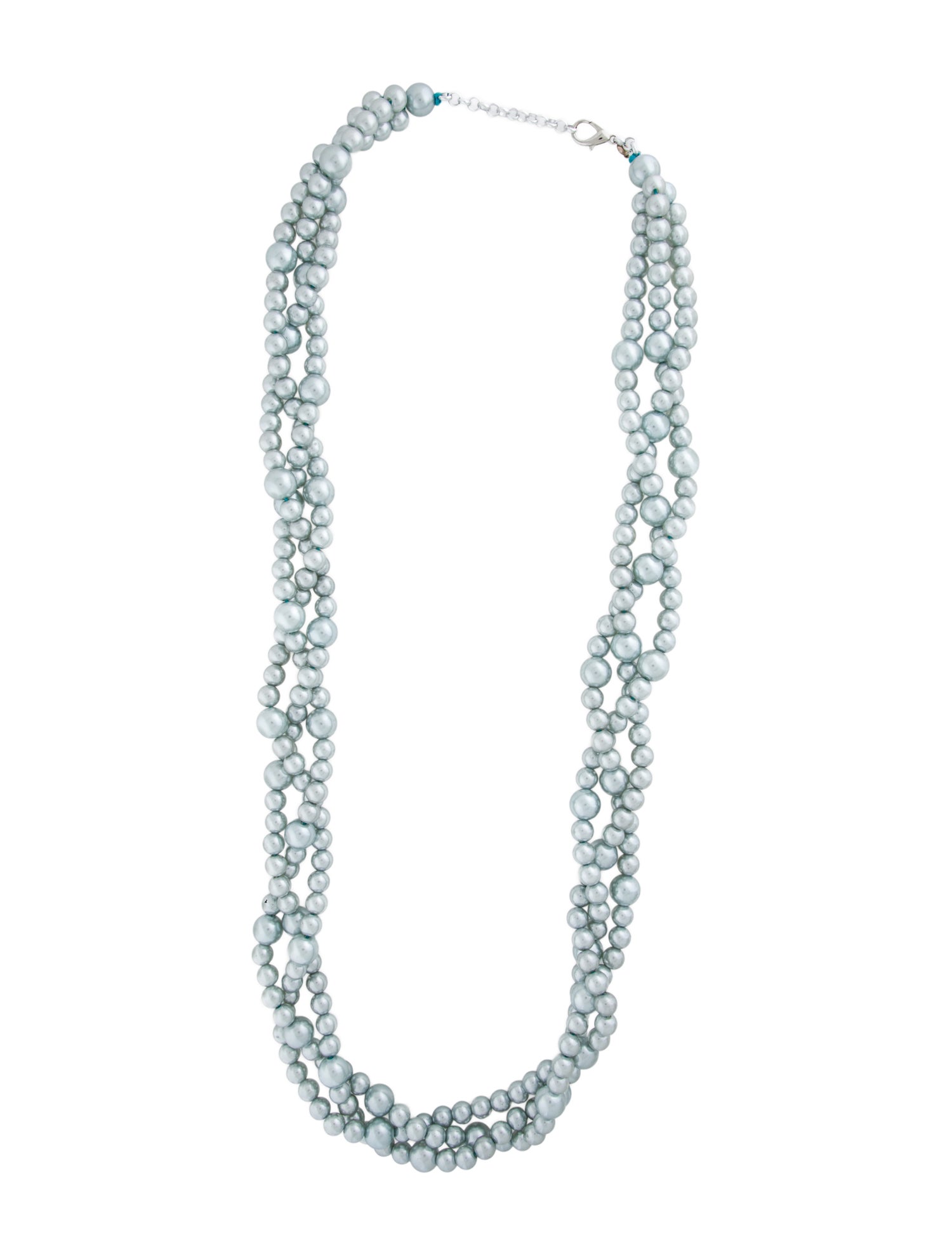 Viktoria Hayman Faux Pearl Woven Bead Necklace