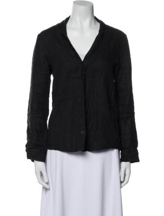 Vincent James Linen V-Neck Button-Up Top