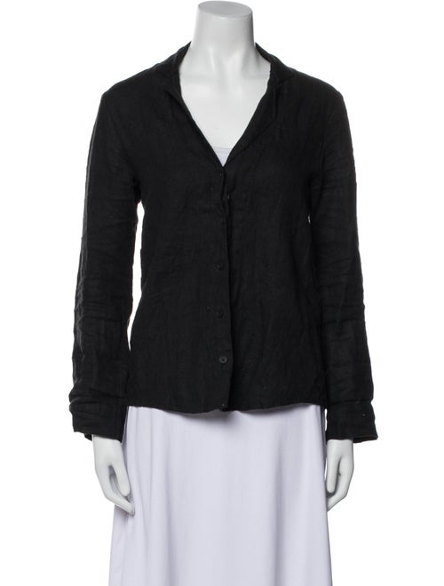 Vincent James Linen V-Neck Button-Up Top