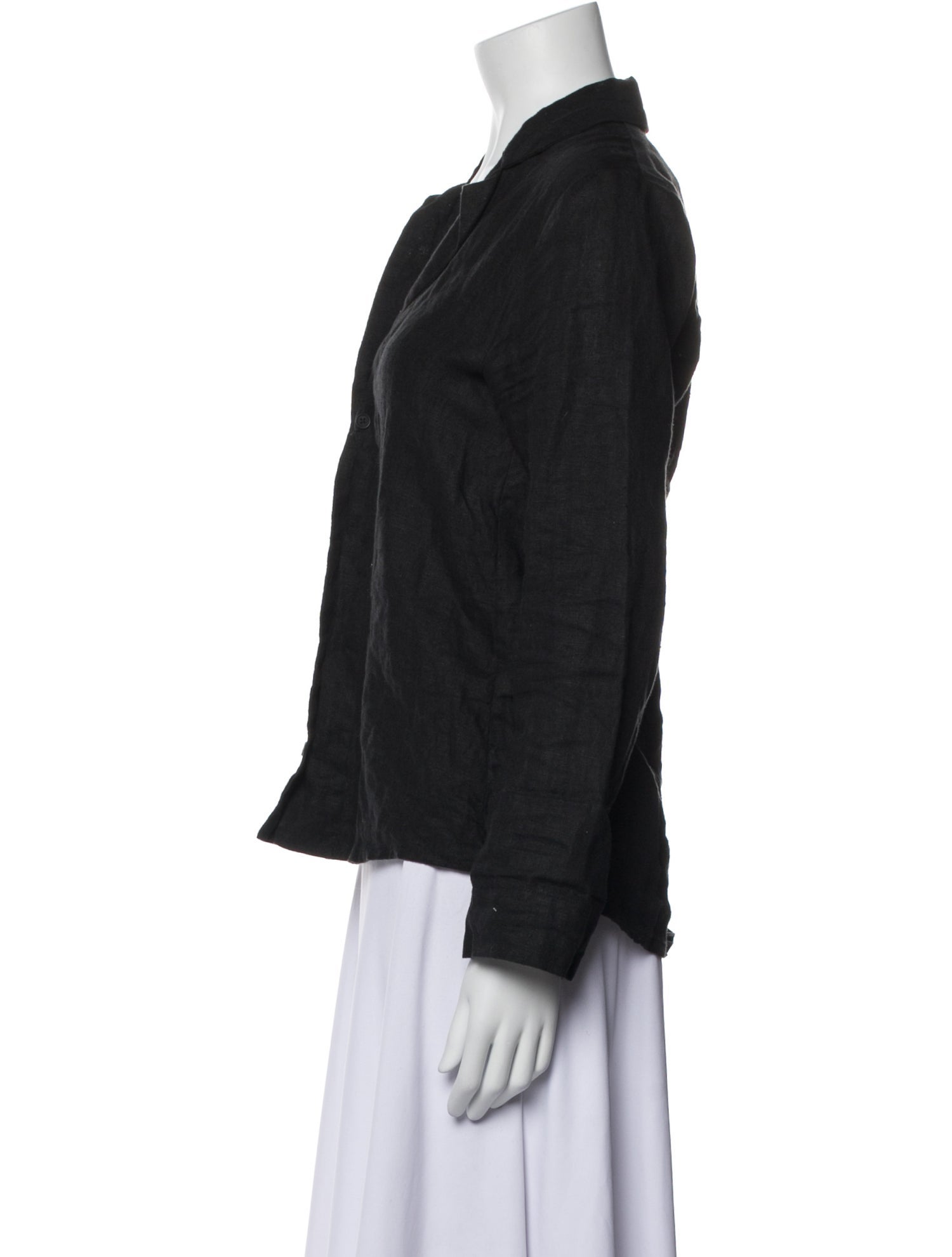 Vincent James Linen V-Neck Button-Up Top