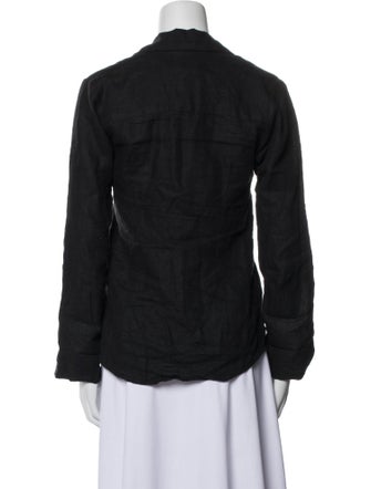 Vincent James Linen V-Neck Button-Up Top