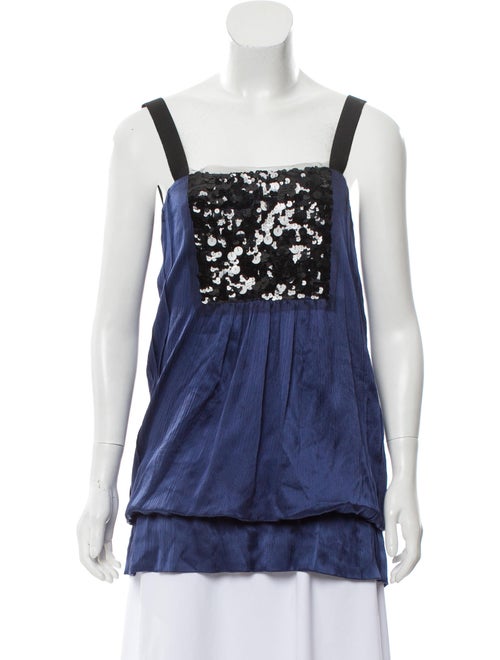 Vera Wang Lavender Label Silk Sequin-Accented Blou