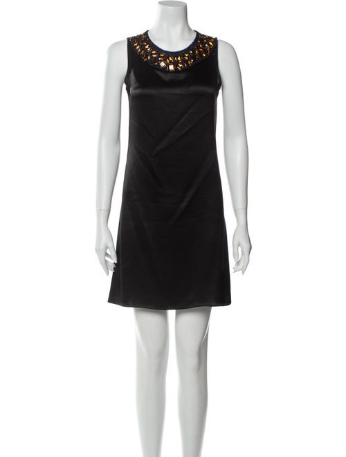Vera Wang Lavender Label Crew Neck Mini Dress Blac