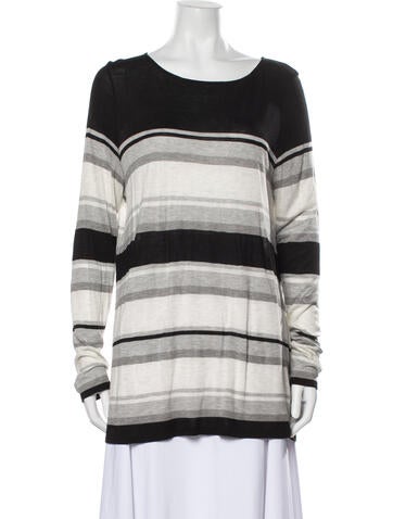 Vince Tops Striped Scoop Neck Tunic L