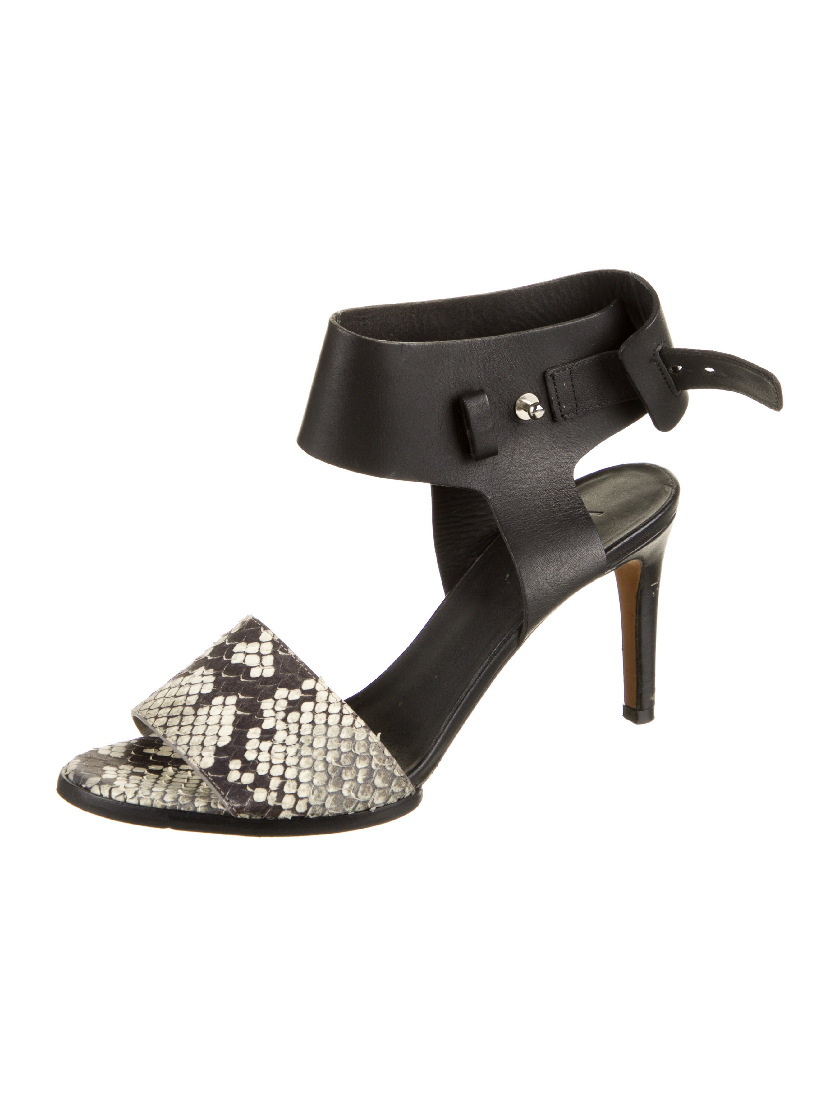 Vince Embossed Leather Sandals Black Sandals, Shoes WVN118864 The