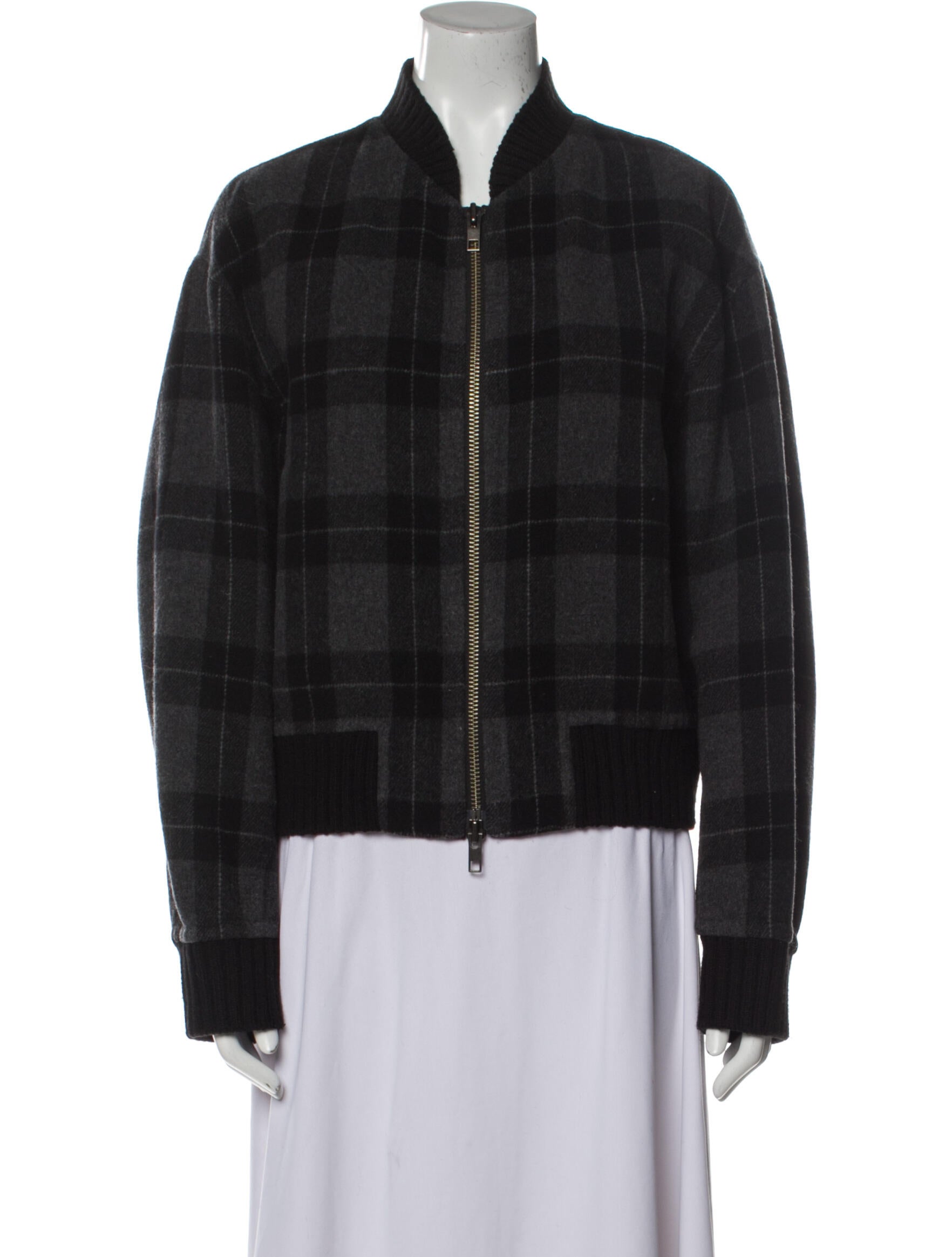 vince plaid bomber jacket