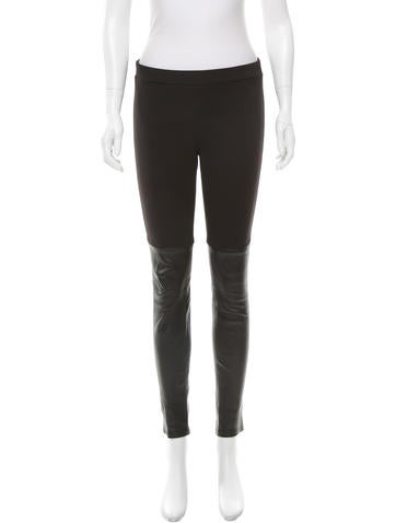 Vince Leather-Accented Skinny Legging