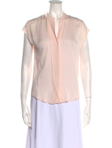 Vince Tops Silk V-Neck Blouse XXS