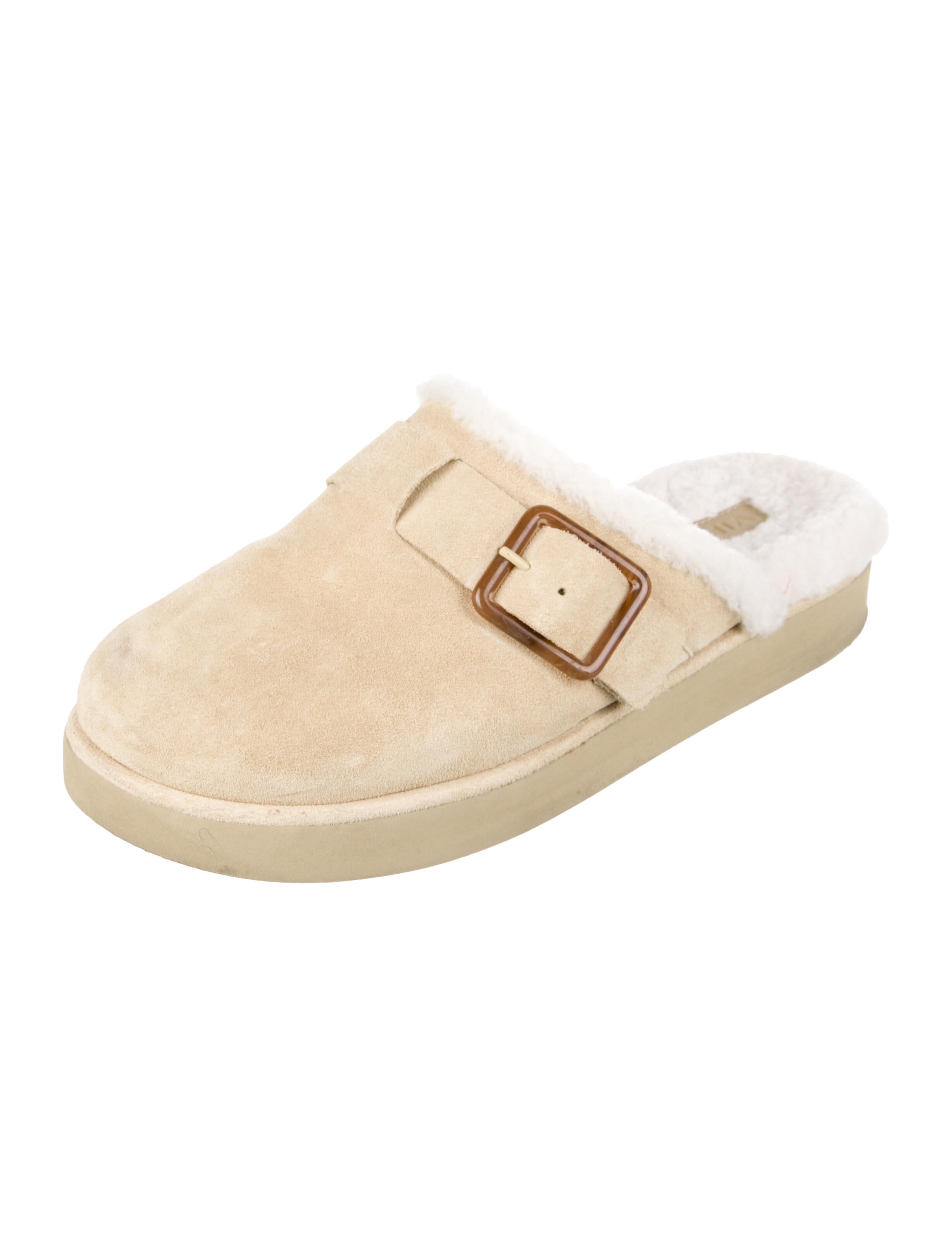 Vince Suede Fur Trim Mules