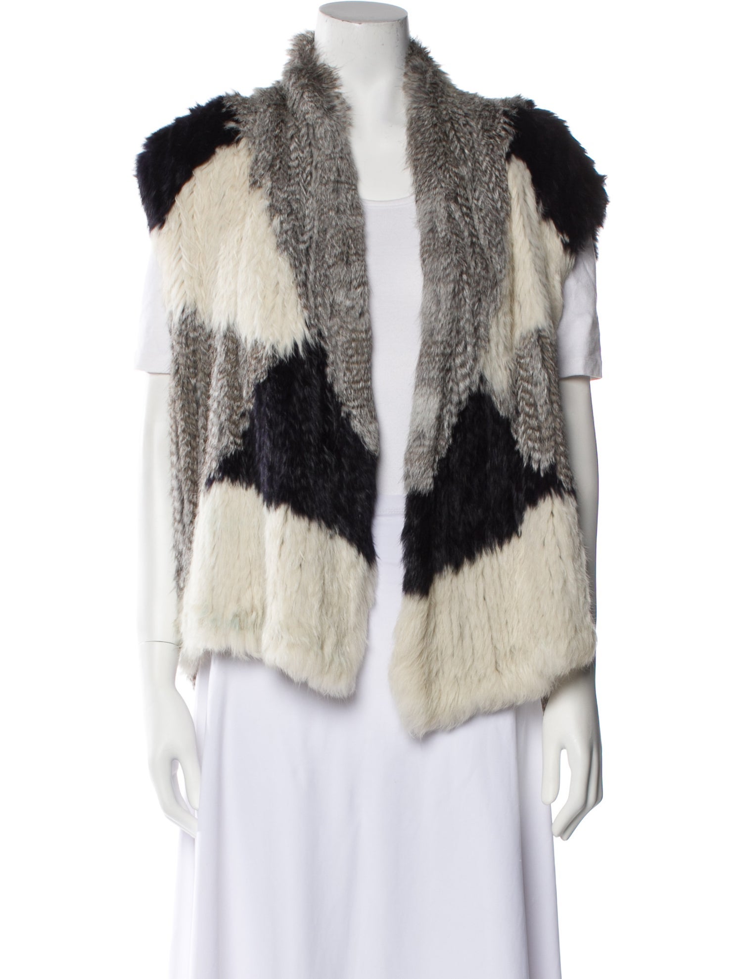Vince Colorblock Pattern Fur Jacket