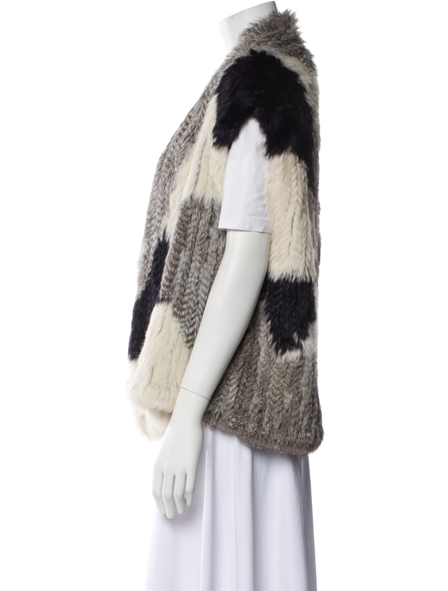 Vince Colorblock Pattern Fur Jacket