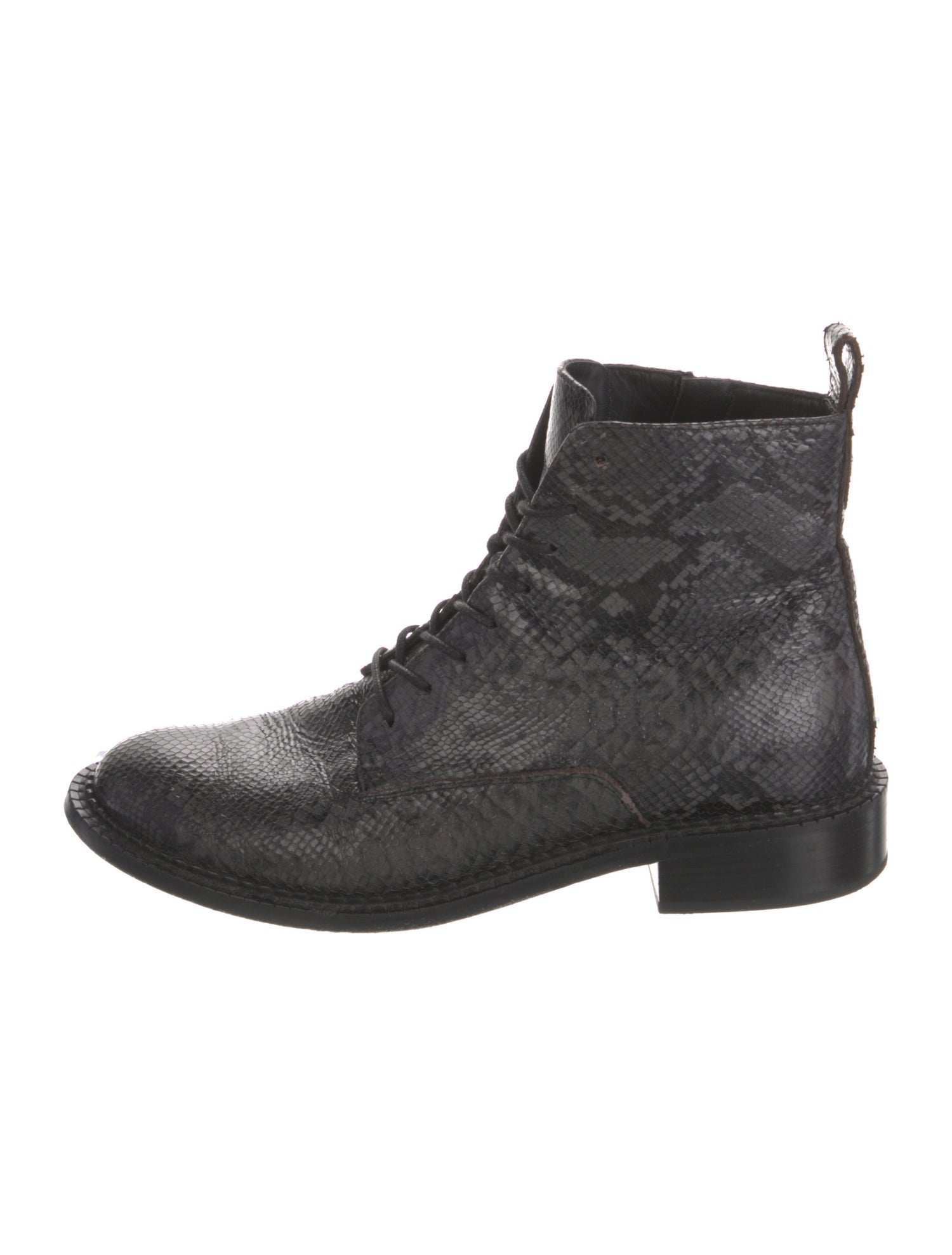 Vince Embossed Leather Animal Print Combat Boots