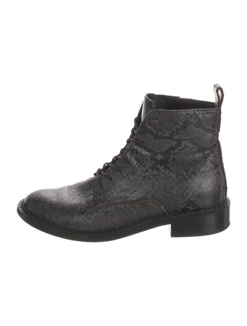 Vince Embossed Leather Animal Print Combat Boots