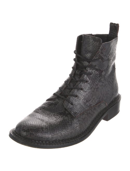 Vince Embossed Leather Animal Print Combat Boots