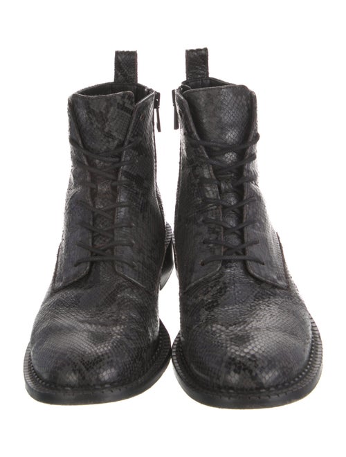 Vince Embossed Leather Animal Print Combat Boots