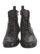 Vince Embossed Leather Animal Print Combat Boots