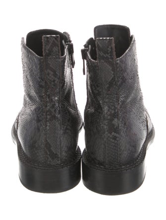 Vince Embossed Leather Animal Print Combat Boots