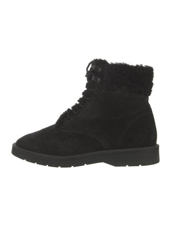 Vince Suede Faux Fur Trim Combat Boots