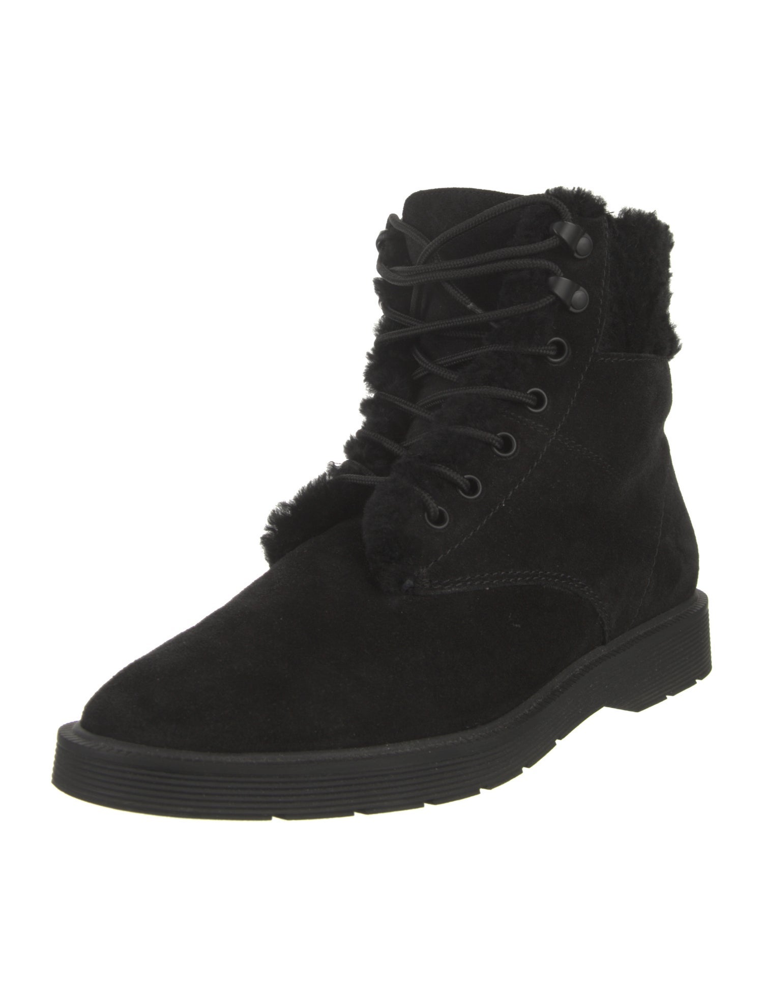 Vince Suede Faux Fur Trim Combat Boots