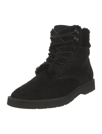 Vince Suede Faux Fur Trim Combat Boots