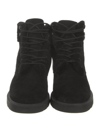 Vince Suede Faux Fur Trim Combat Boots
