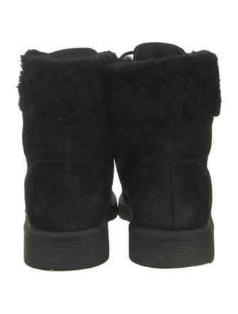 Vince Suede Faux Fur Trim Combat Boots
