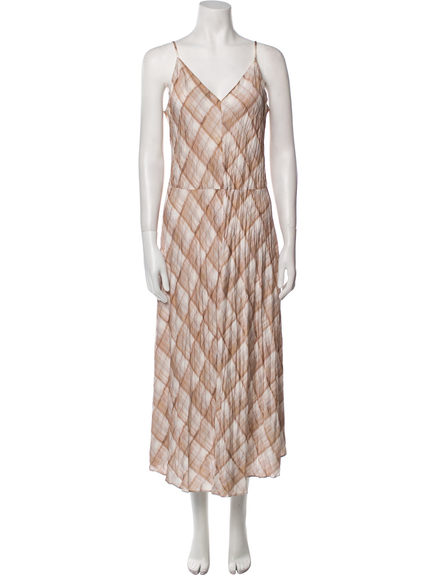 Vince Plaid Print Long Dress