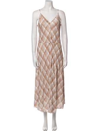 Vince Plaid Print Long Dress