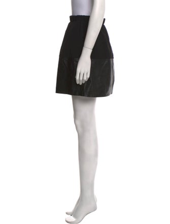 Vince Leather Trim Embellishment Mini Skirt