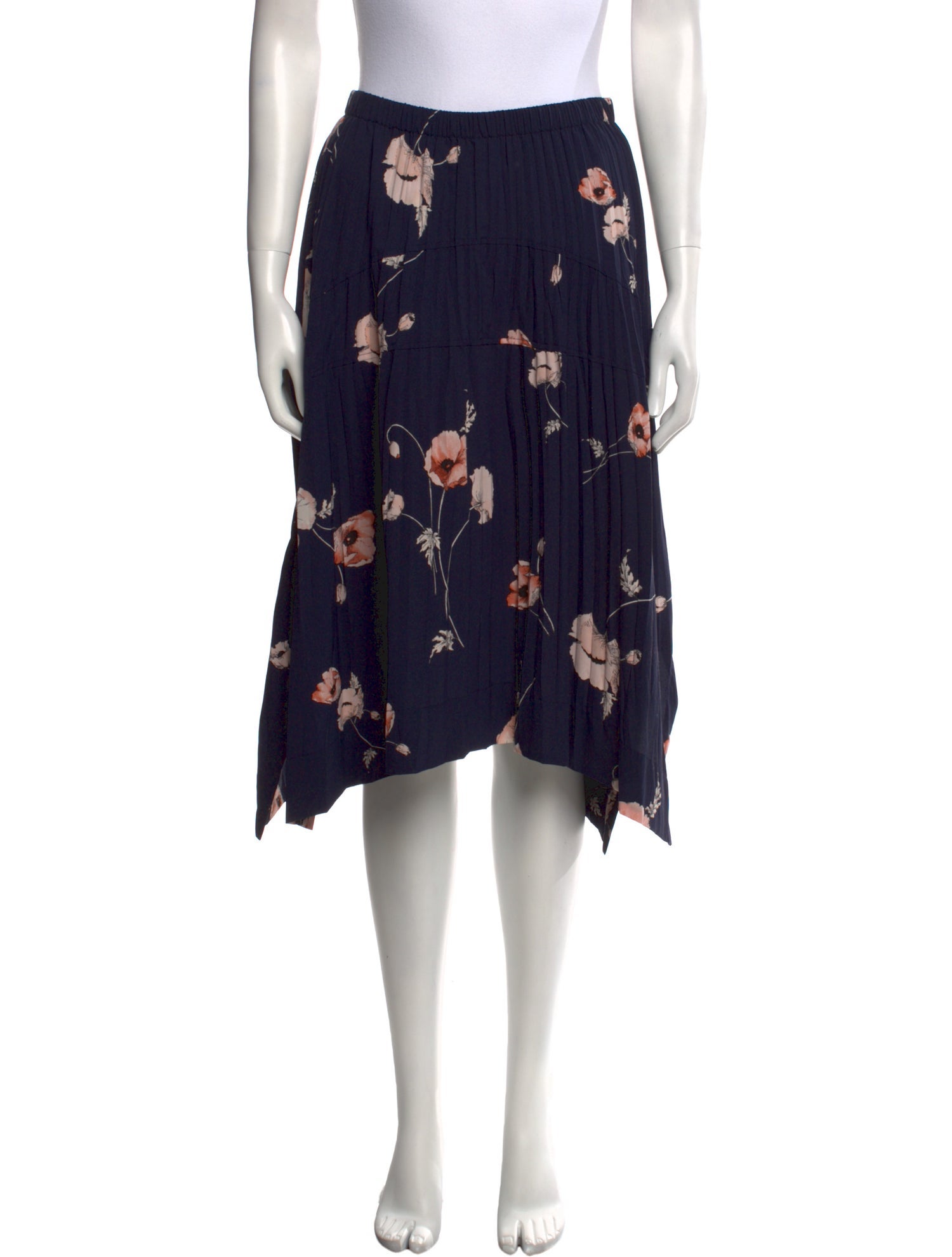 Vince Floral Print Knee-Length Skirt