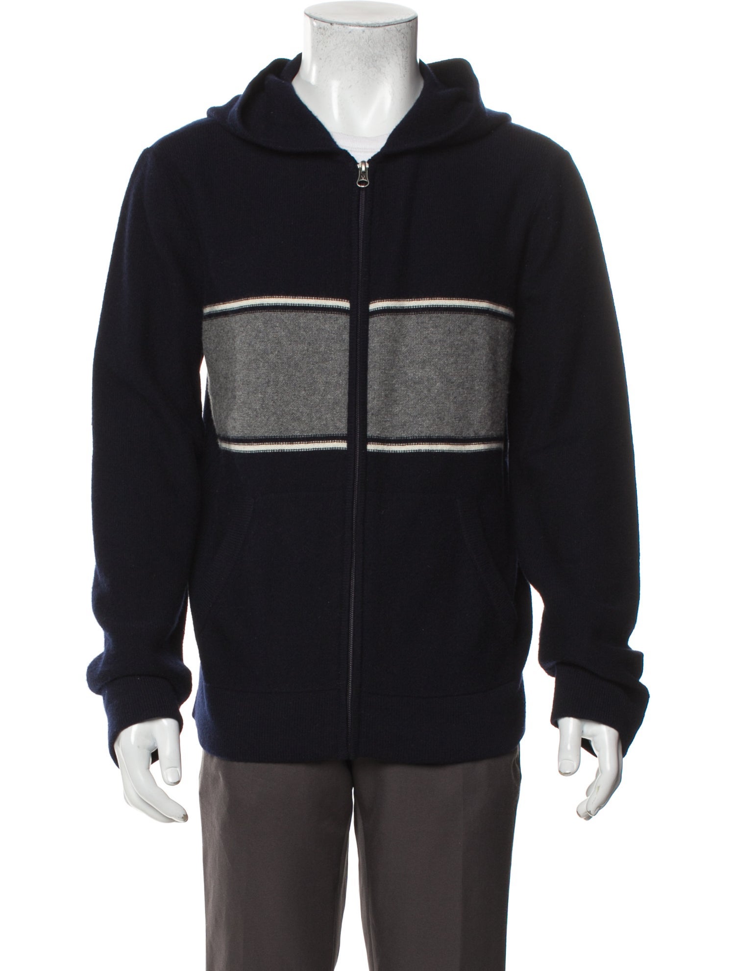 Vince Striped V-Neck Hoodie