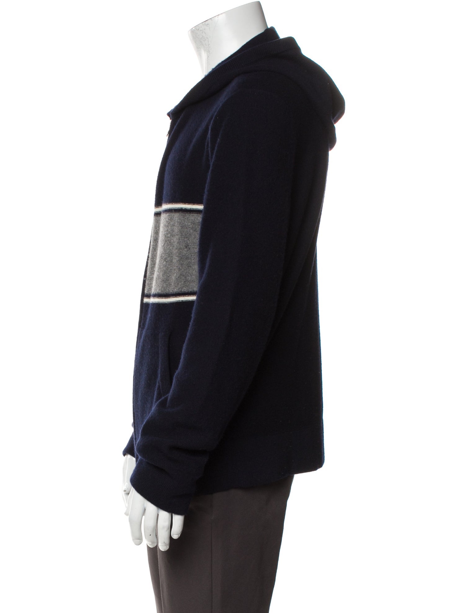 Vince Striped V-Neck Hoodie