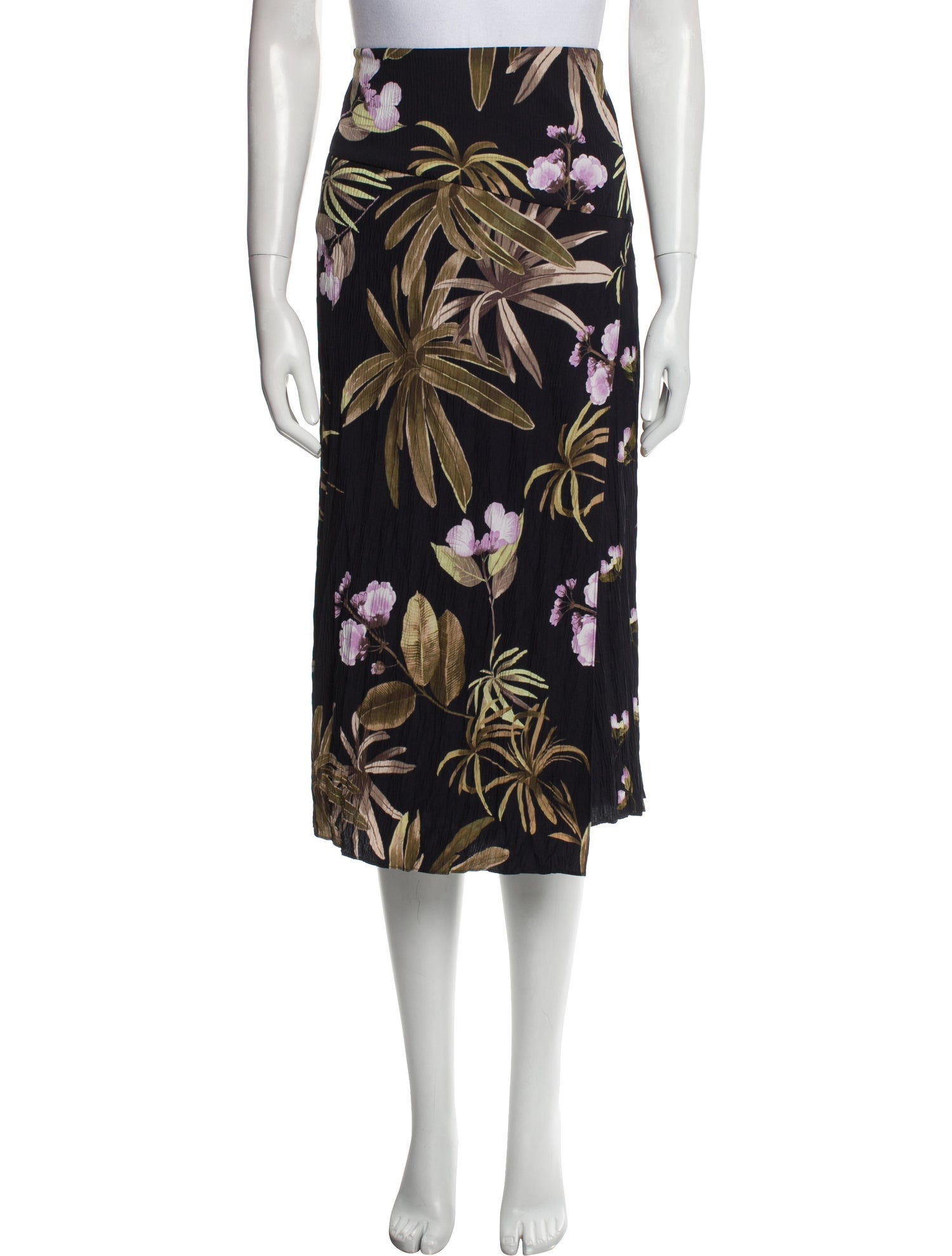 Vince Floral Print Midi Length Skirt