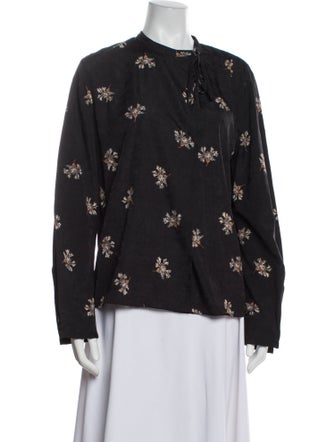 Vince Floral Print Mock Neck Blouse