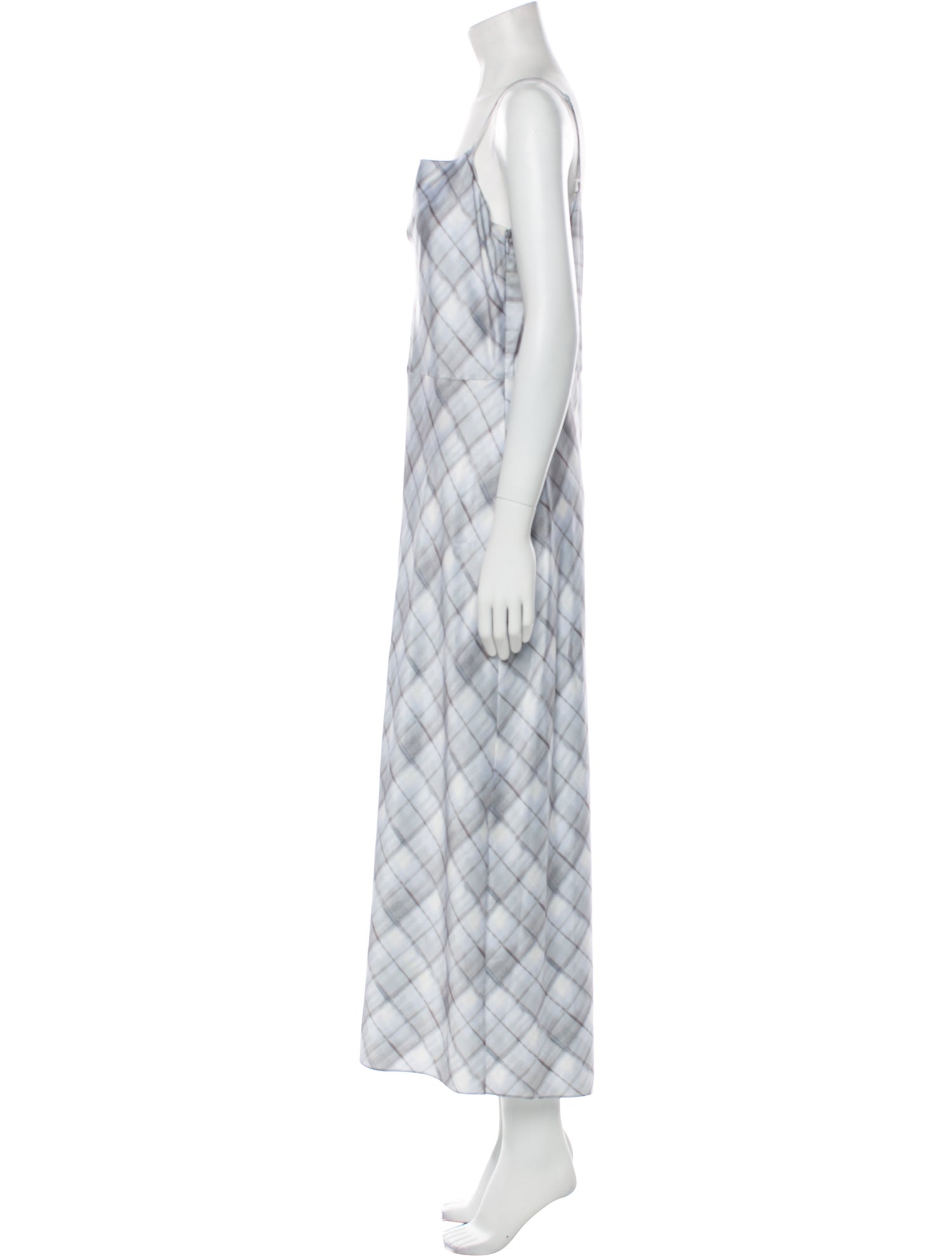 Vince Plaid Print Long Dress