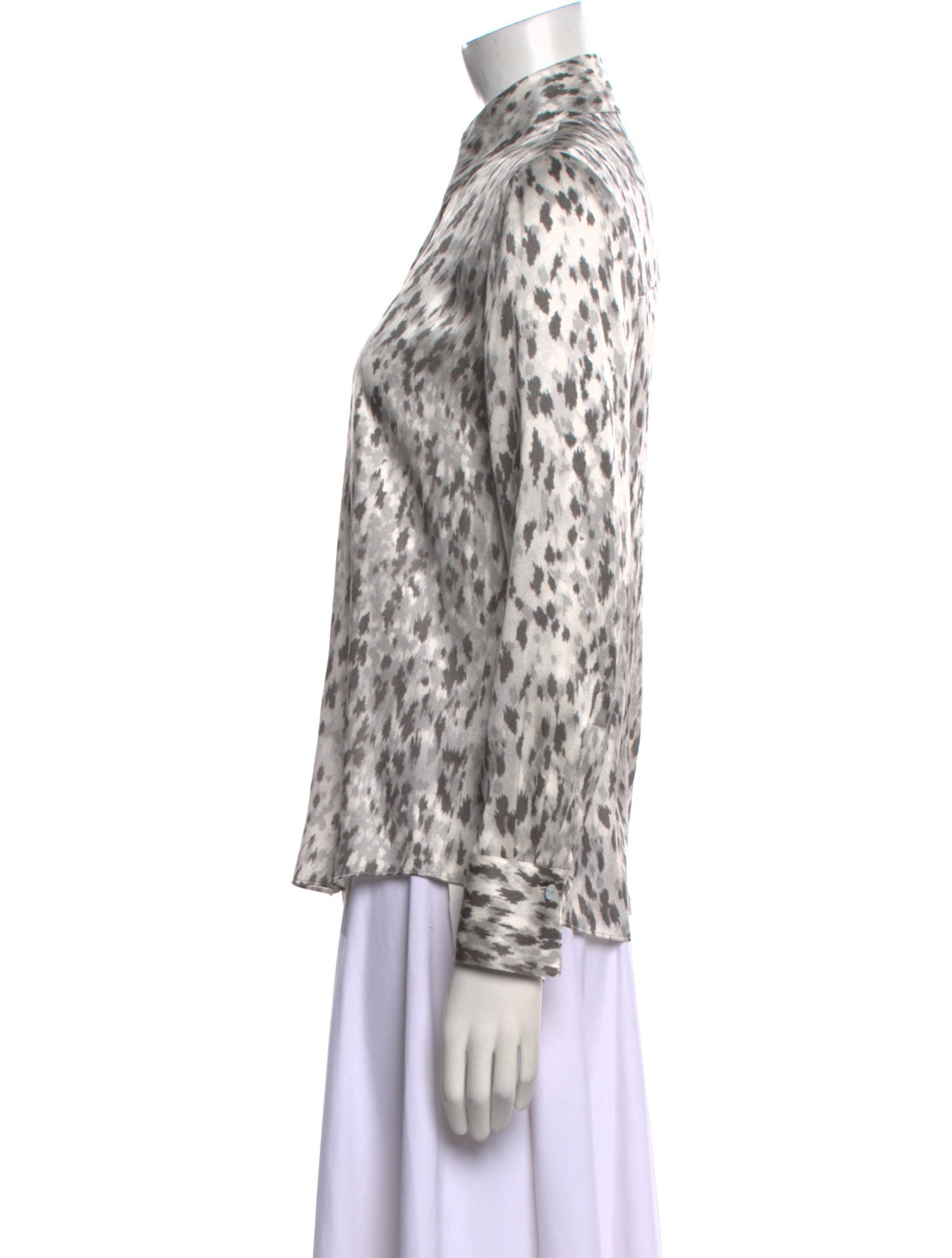 Vince Silk Animal Print Button-Up Top