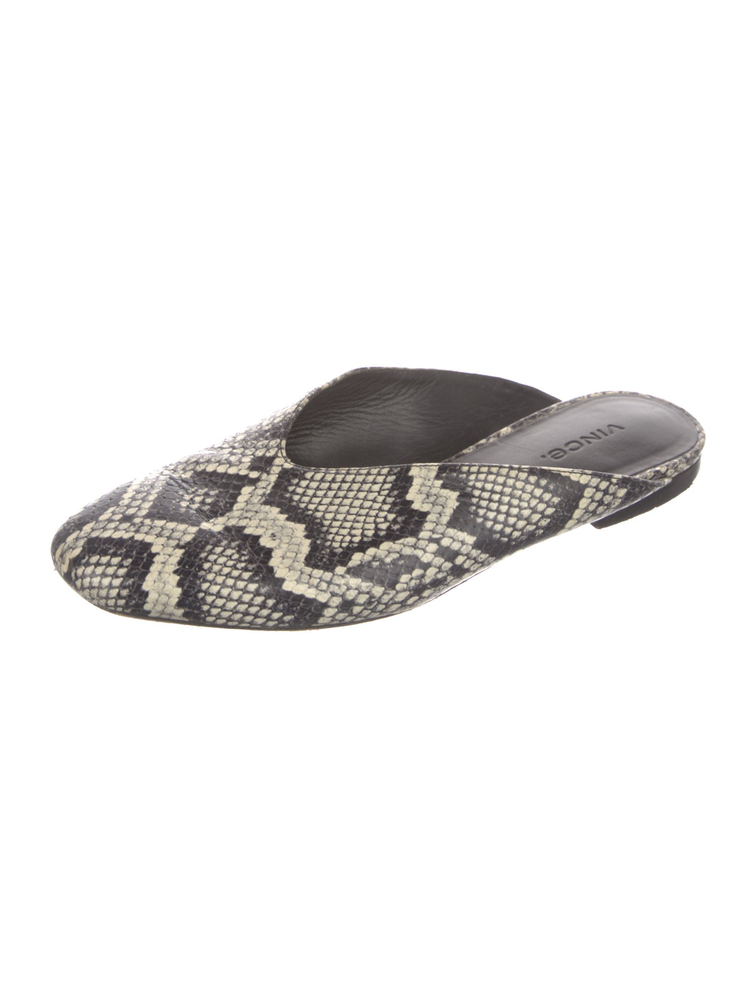 Vince Embossed Leather Animal Print Mules