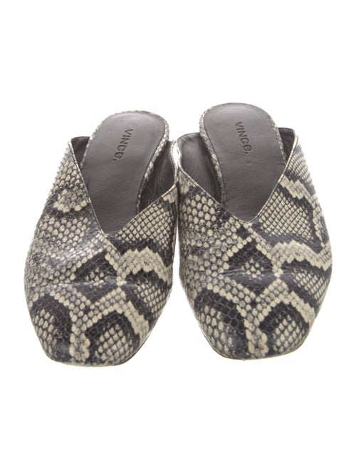 Vince Embossed Leather Animal Print Mules