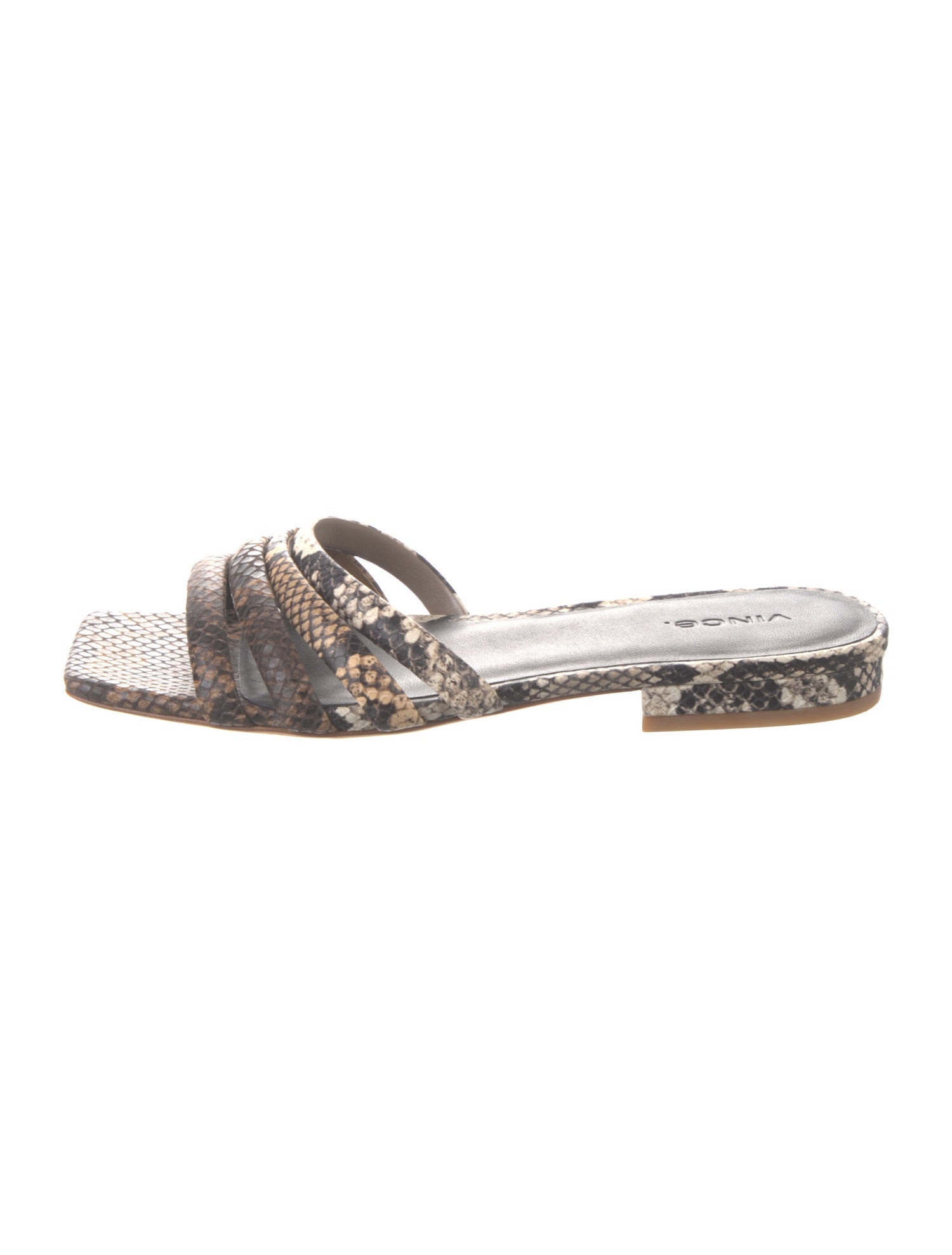 Vince Leather Animal Print Slides